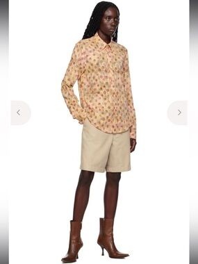 NWT Acne Studios Floral Button Down Shirt Beige Size X- Large